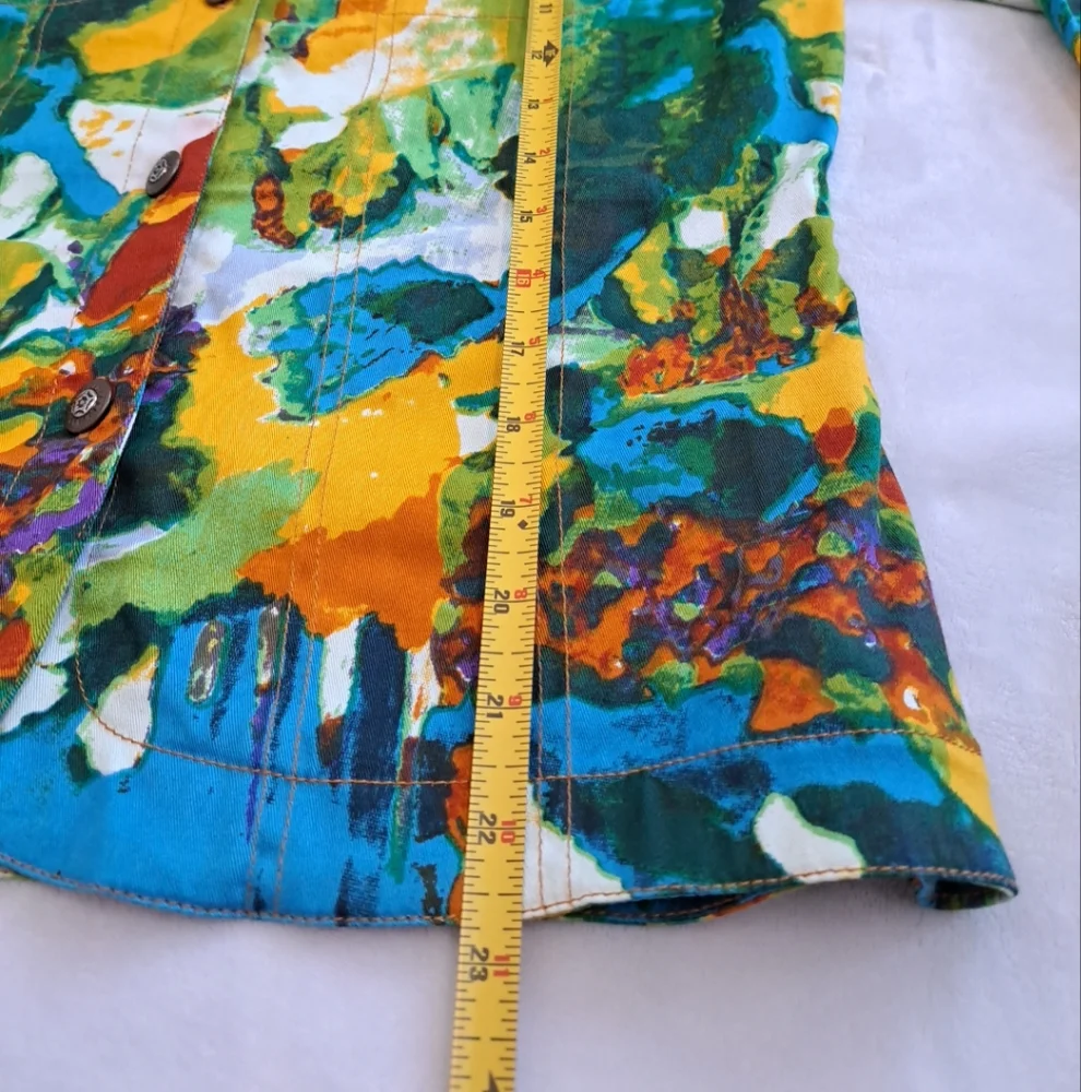 Vintage Women’s Kaktus Art To Wear Cotton Soft Denim Multicolored Jacket Size M - Picture 12 of 14